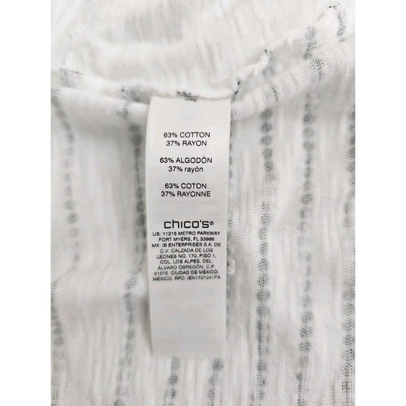 Weekends by Chico's ~Woman Size 3(XL)~ White/Black Striped Top Hood Cotton Blend - Picture 9 of 9